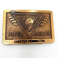 North American Fishing Club Belt Buckle Life Member Fish NAFC Vintage