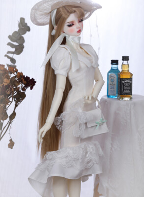 New White Dress BJD clothes Wig Hair shoes For 1/3 BJD Doll Mizu A