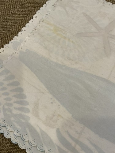 Beach Ocean Blue Whale & Baby Cream Sea Map Nautical Scalloped Set 6 Placemats - Picture 10 of 12