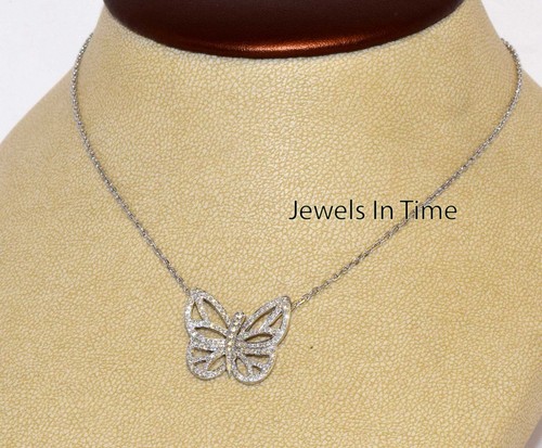 Arpels Butterfly Pendant 18k White Gold 