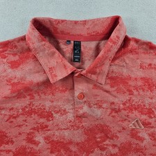 Adidas Shirt Mens XL Orange Camo Go To Printed Mesh Vented Golf Polo Stretch