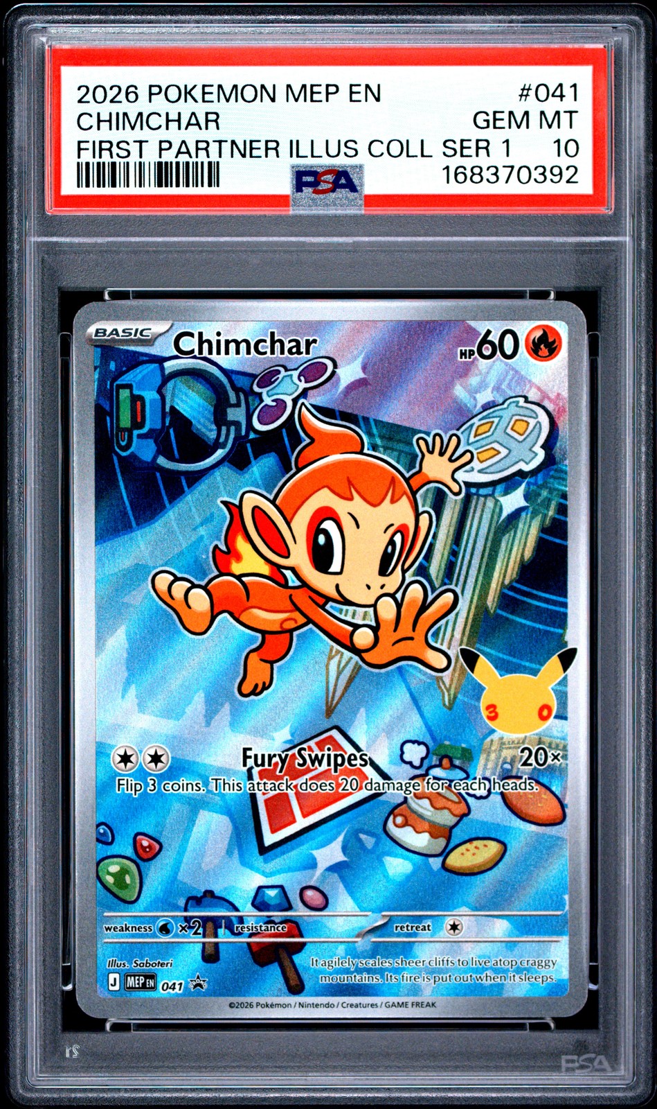 2026 POKEMON MEP FIRST PARTNER ILLUSTRATION COLLECTION #041 CHIMCHAR PSA 10