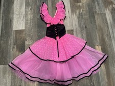 Art Stone Costume Dance wear Pink Black White Dots Leotard Child Large Vintage