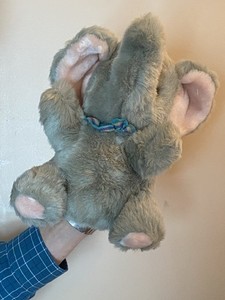 Elephant Puppet Plush W/ Plaid Collar- Made By Chosun- Korea  - 11”