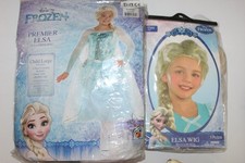 Disney Frozen Premier Elsa Costume Dress Child Large  Elsa Wig Set Girls