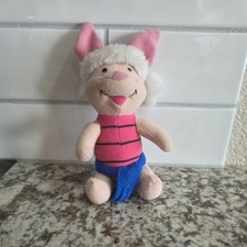 Piglet Plush Toy W/ Blue Santa Hat  Scarf Winnie the Pooh " Disney Chrismas
