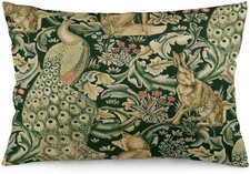 Green Forest Animals Peacocks Fox Hare William Morris Throw Pillow Covers 12X20