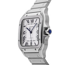 Cartier Santos Large Model Steel Auto 39mm Silver Dial Bracelet Watch WSSA0018 2