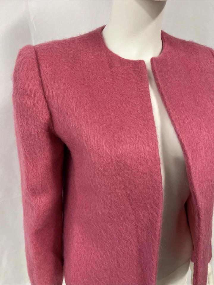 Chaqueta Blazer De Colección Años 80 Lombardi Rosa Mohair Frente Abierto A Medida Negocios 6 M Foto 2 de 4