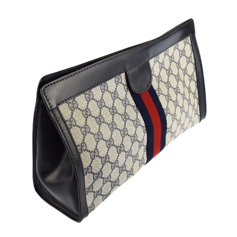 バッグ GUCCI SHERRY LINE GG PATTERN CLUTCH BAG Gucci Sherry Line PARFUMS Navy Blue Clutch Bag Shoulder Ros | eBay