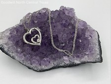 Sterling Silver & Diamond Heart Charm Necklace