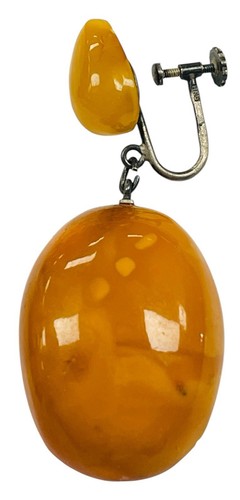 Vintage Natural Baltic Russian Amber Egg Yolk Butterscotch Dangle Drop Earrings - Picture 9 of 17