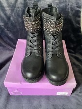 Image of Graceland Stunning New Black Biker Style Ankle Boots With Stud Design ( 41-7 )