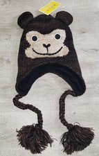 Dorfman Pacific Scala Kids Monkey Beanie Winter Hat Fleece Lined Tasseled NWT