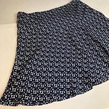 Lauren Ralph Lauren Skirt 14 Navy Knee Length Flowy Classic Preppy Business