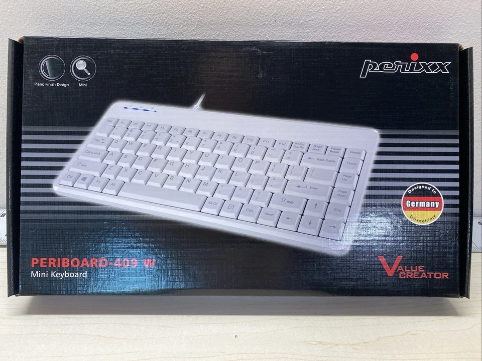 PERIBOARD-409PW Wired PS2 Mini Keyboard by Perixx - 12.36x5.75x0.79 inches WHITE - Image 2 of 4