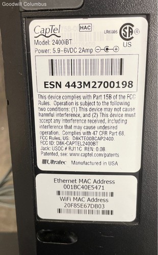 CapTel 2400IBT Ultratec Captioned Hearing Impaired Touch Screen Telephone - 第 4/6 張圖片