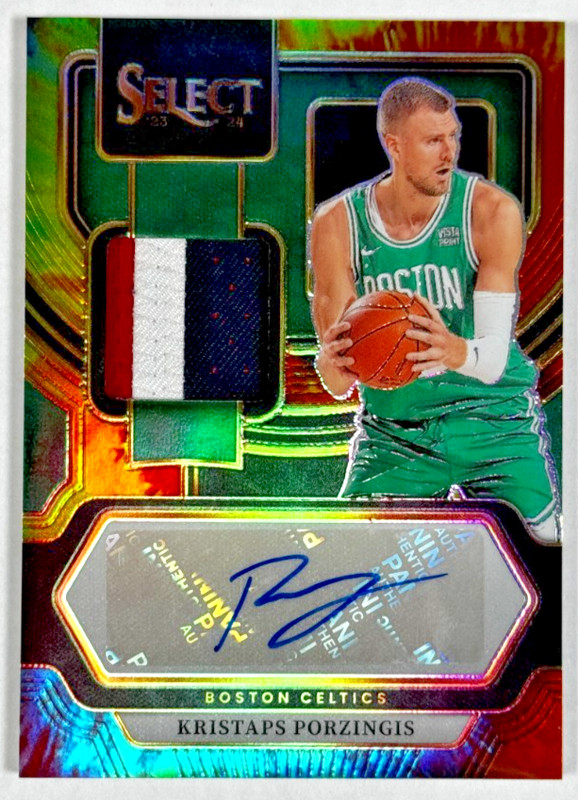 Kristaps Porzingis Tie-Dye Patch Auto /25 2023-24 Panini Select Basketball