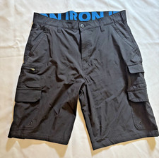 Iron Co Cargo Shorts Mens Size 34 Black Stretch Tech 11" Casual Work