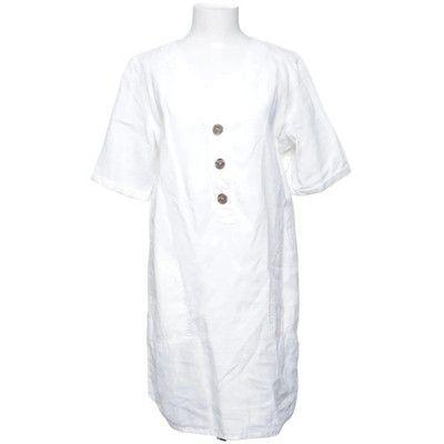 123, Kleid, Größe: 44, Weiß, Leinen, Einfarbig, Damen #oxK