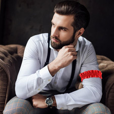 8pcs 20s Sleeve Garters for Men, Red Arm Garters for Men, Great Gatsby Access...