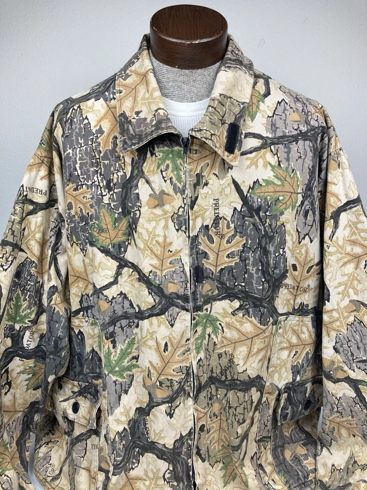 VTG PREDATOR CAMO HUNTING JACKET FULL ZIP 100% COTTON MENS SIZE XXL MADE IN USA! - Image 2 of 4