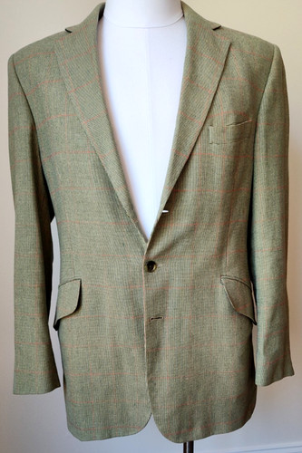 Hackett, Cappotto sportivo vintage Hackett London uomo 41R LEGGI 100% cotone verde oliva tweed check
