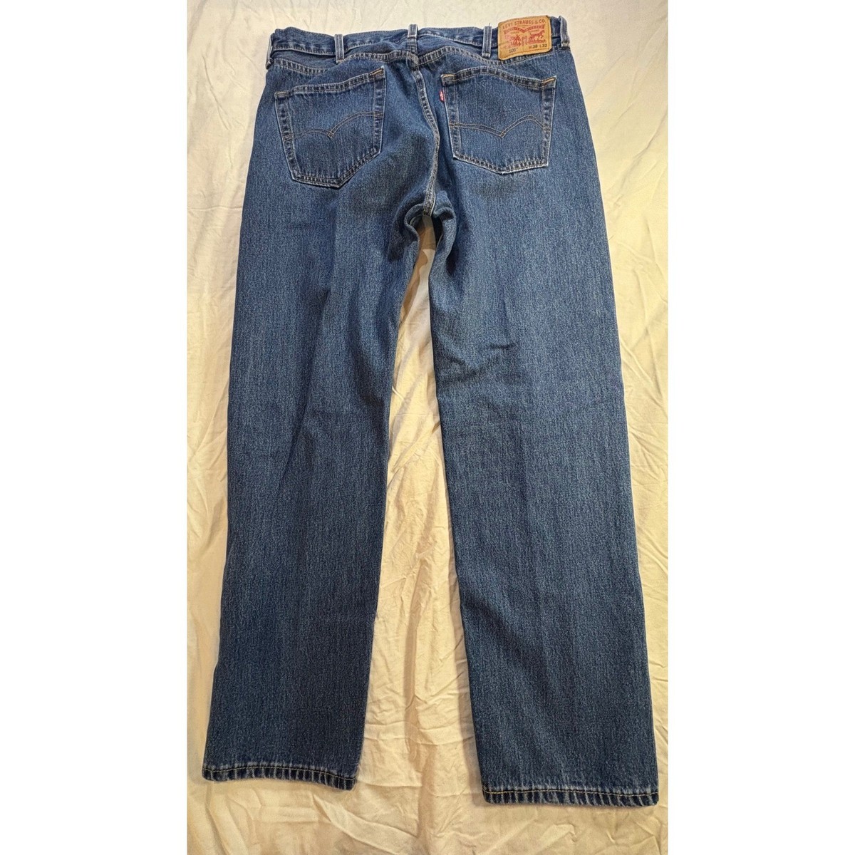 Levi Strauss 505 Mens Jeans 38x32 Blue Straight Leg Denim Pants View 2