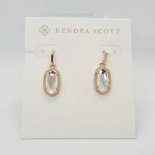 New Kendra Scott Lee Drop Earrings In Dichroic Glass / Rose Gold
