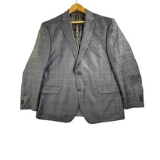 Jos A Bank Blazer Mens 46R Blue Plaid Wool Cashmere Reserve Sport Coat E. Thomas