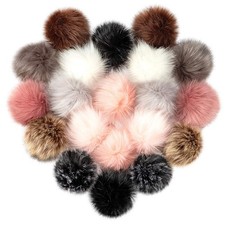 20 Pcs Faux Fur Pom Poms for Hats - 4.5 Inch Fluffy DIY Knitting Hat Pompoms wit