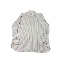 Ermenegildo Zegna Couture Mens Striped Cotton Button Down Shirt Size 17 43 Italy