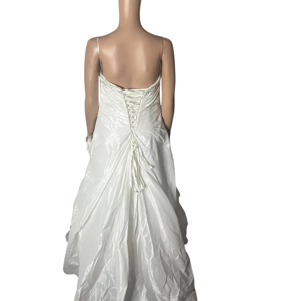 Alfred Angelo Sapphire 753 Wedding Dress Womens 12 White Beaded Bridal Gown - Image 2 of 4