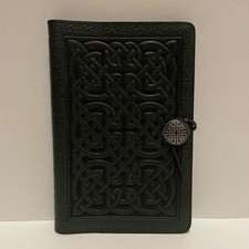Oberon Celtic Design Tooled Green Leather Refillable Notebook Journal Cover 6x9”