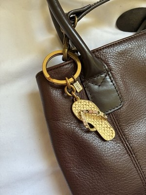 Vintage Y2K Coach Women s Flip Flop Charm Key Chain Gold Tone Rhinestone