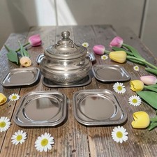 Set da Collezione Vintage: 6 Sottobicchieri + Zuccheriera Acciaio Inox Anni ’70