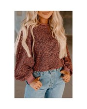 Azura Exchange Animal Print Pullover Sweatshirt Women Red