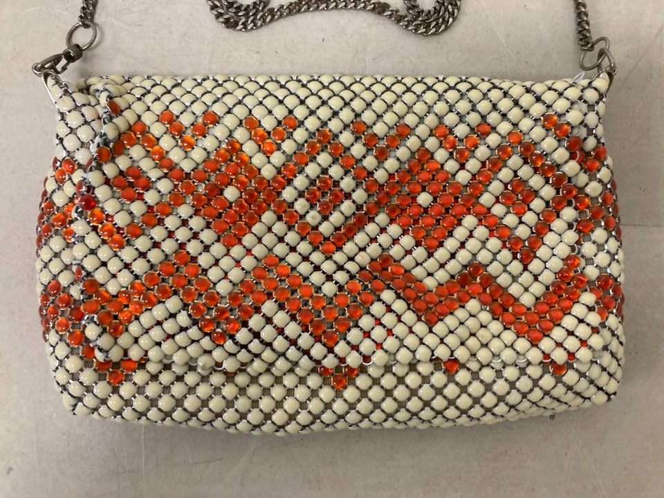 Vintage Art Deco Gold Silver Iridescent Mesh Crossbody Clutch Evening Purse - Image 2 of 4