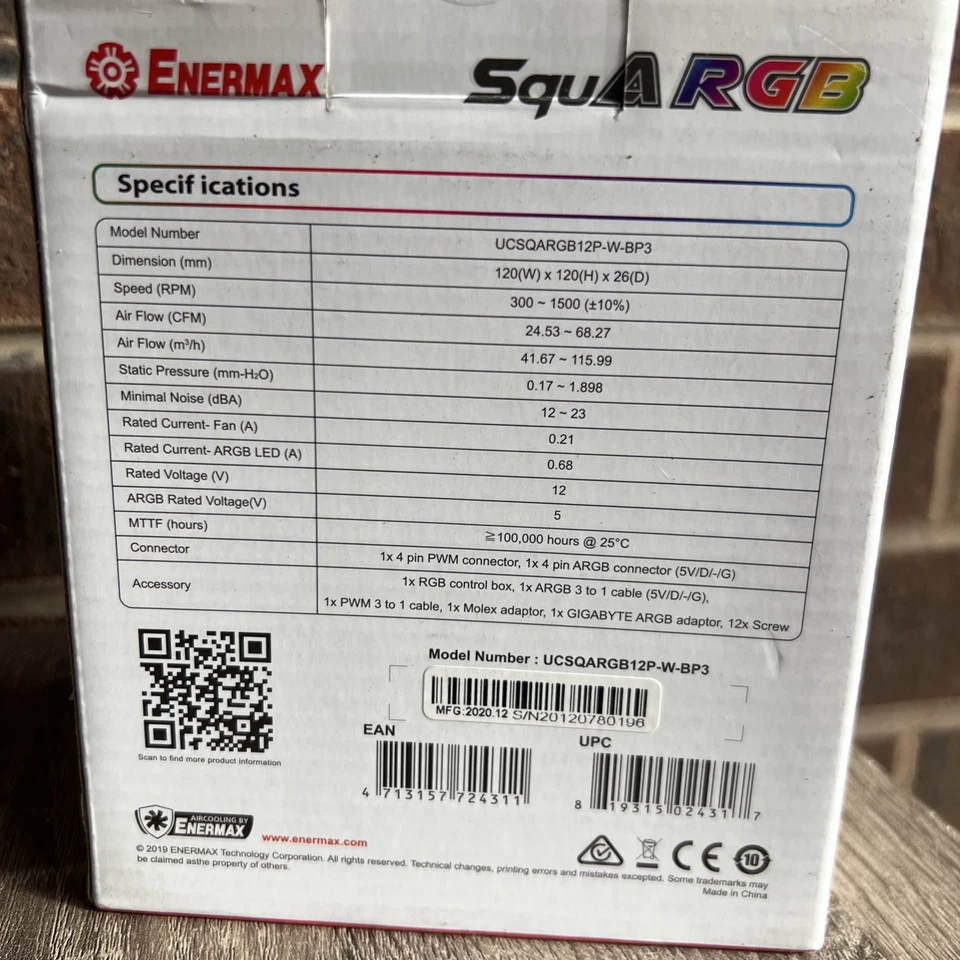 Enermax SquA RGB White Ventilatore 12 cm 1500 Giri/min 23 dB UCSQARGB12P-W-BP3 - Image 3 of 3