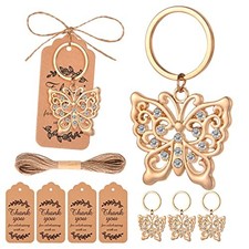 24Pcs Butterfly Keychain Party Favors Butterfly Design Key Chain Gold Butterfly