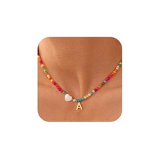 Initial Necklaces for Women - Beaded Choker Heart Necklace for Women Trendy, ...