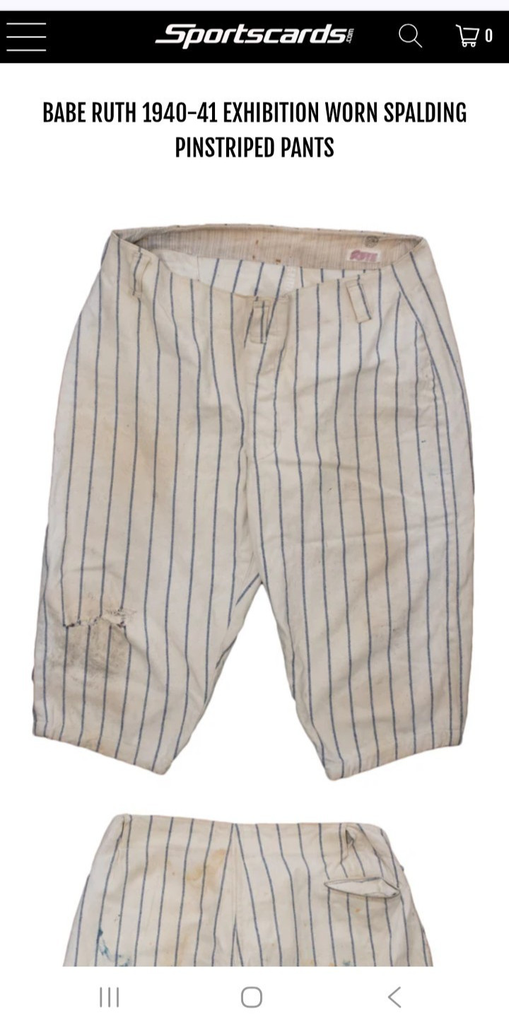 Babe Ruth WORN PANTS PIECE Exhibition 1940-41 & 2010 TOPPS MLB LOGOMAN Card view 3
