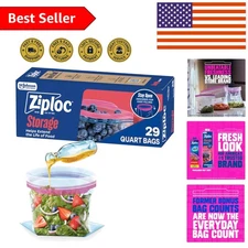 Reusable Quart Storage Bags, 29 Count - Extends Food Freshness & Reduces Waste