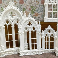 2 Pièces Fenêtres Miniatures Gothiques Pour Maison De Poupée Décor Scènes