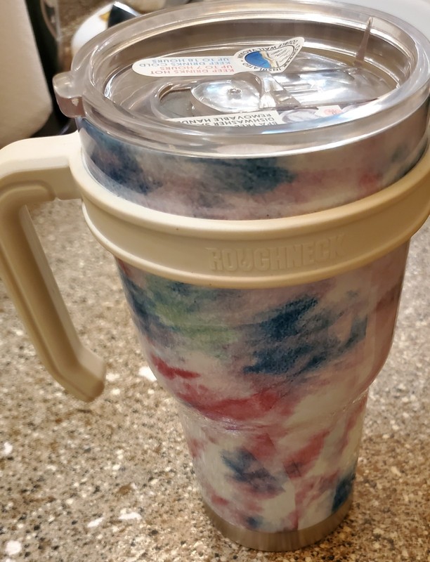 Roughneck Insulated Tumbler 30oz w/ Handle Slide Lock Lid, Tie-Dye