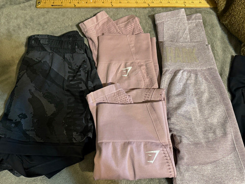 Gymshark Seamless Pull-On Activewear Leggings Size M Lot of 3 Pink Gray Camo