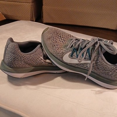 Nike Zoom Winflo 5 Gray Blue Lace Up Low Top Mesh Men's Running Sneakers