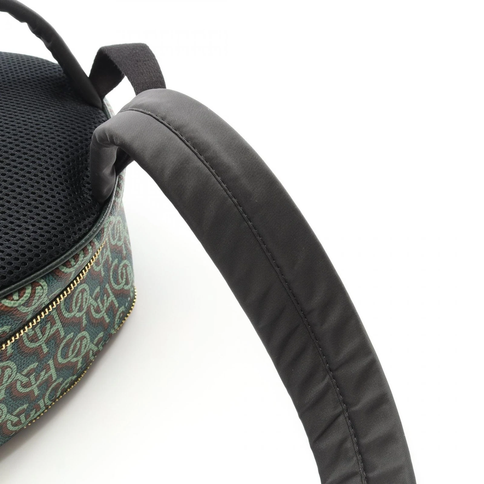 Borsa zaino Coach Signature stampa rivestita tela CF344 pelle verde usata