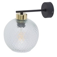 Wandlampe Stahl Glas Schwarz Gold E27 Transparent Modern B:18 Cm Wandleuchte