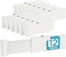 12 Pack Drawer Dividers Clothes 4" High 11.3"-17" Adjustable Expandable Dresser